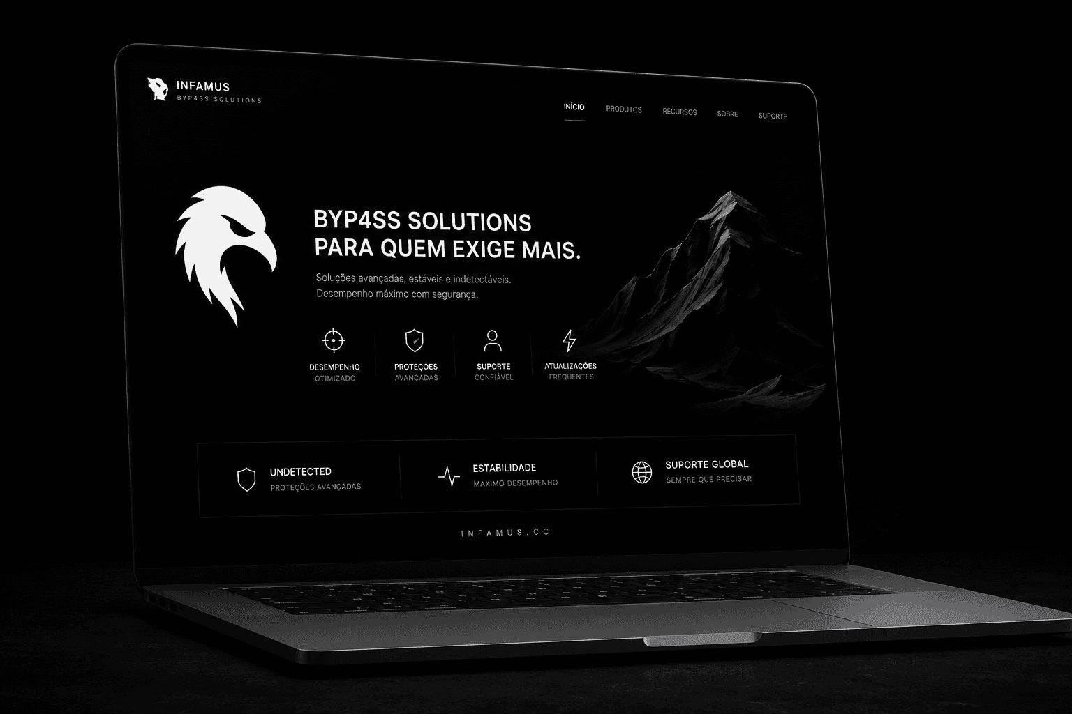 Infamus Byp4ss rodando em um notebook
